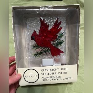 Brand new Cypress home Festive Glass Night Light with Cardinal Design